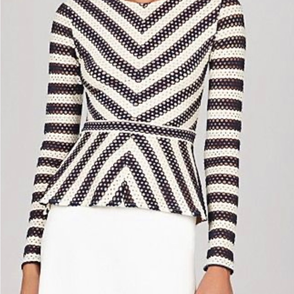 BCBG Franseen Lace Stripe Peplum top